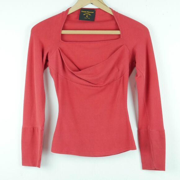 Vivienne Westwood Tops - Vivienne Westwood Anglomania XS S Top Red Drape Square Neck Knit Avant Garde